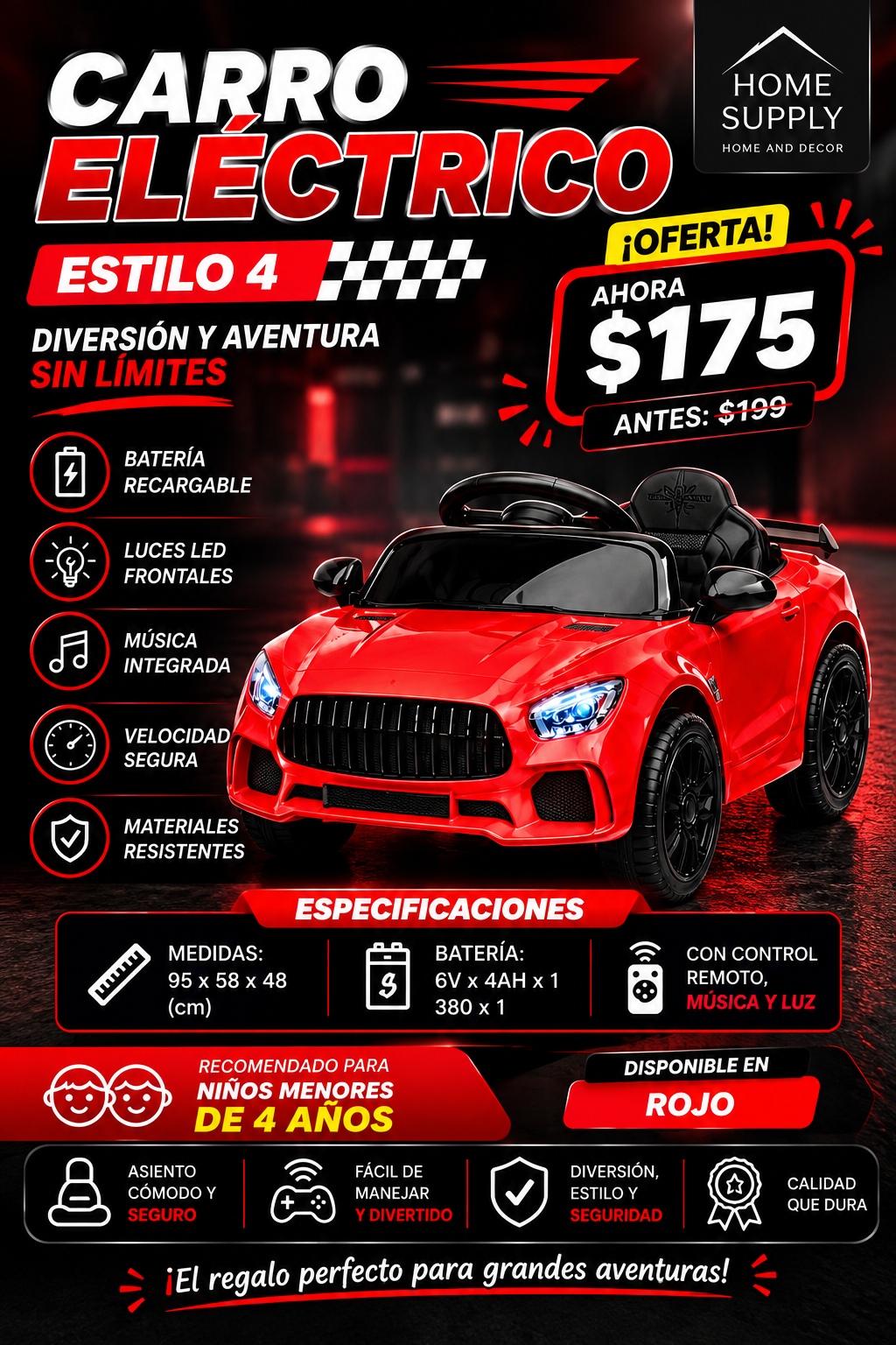 CARRO ELECTRICO ESTILO MERCEDES BENZ🏎️