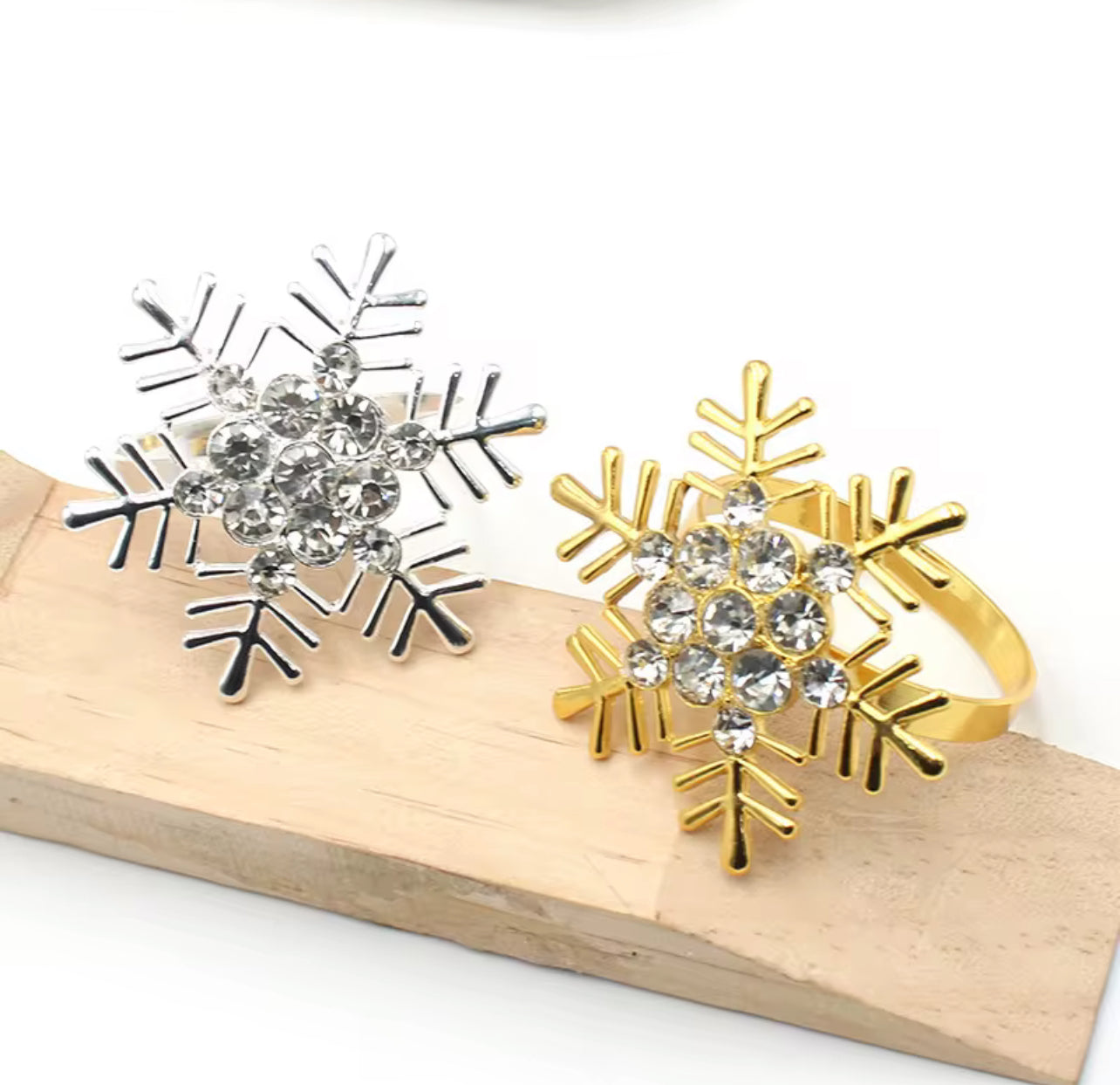 Aros de servilleta de copo de nieve