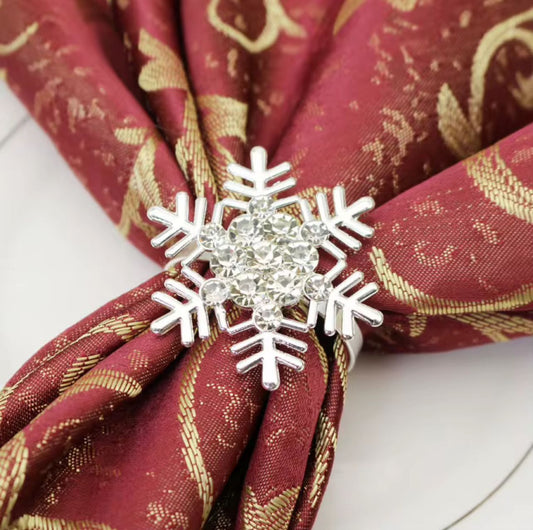 Aros de servilleta de copo de nieve