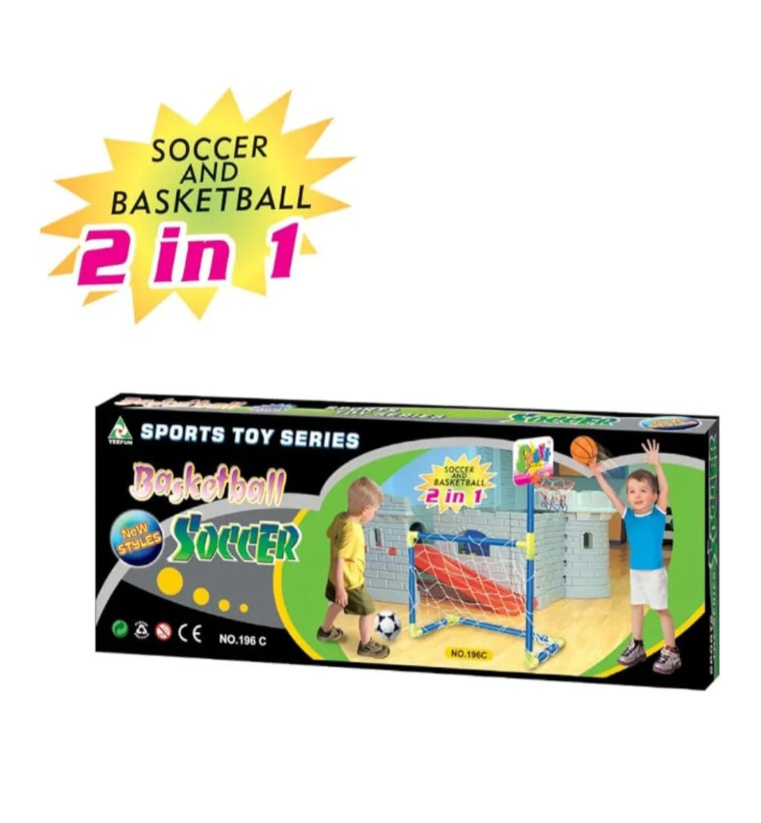 Porteria de fútbol y canasta de basket 2 en 1