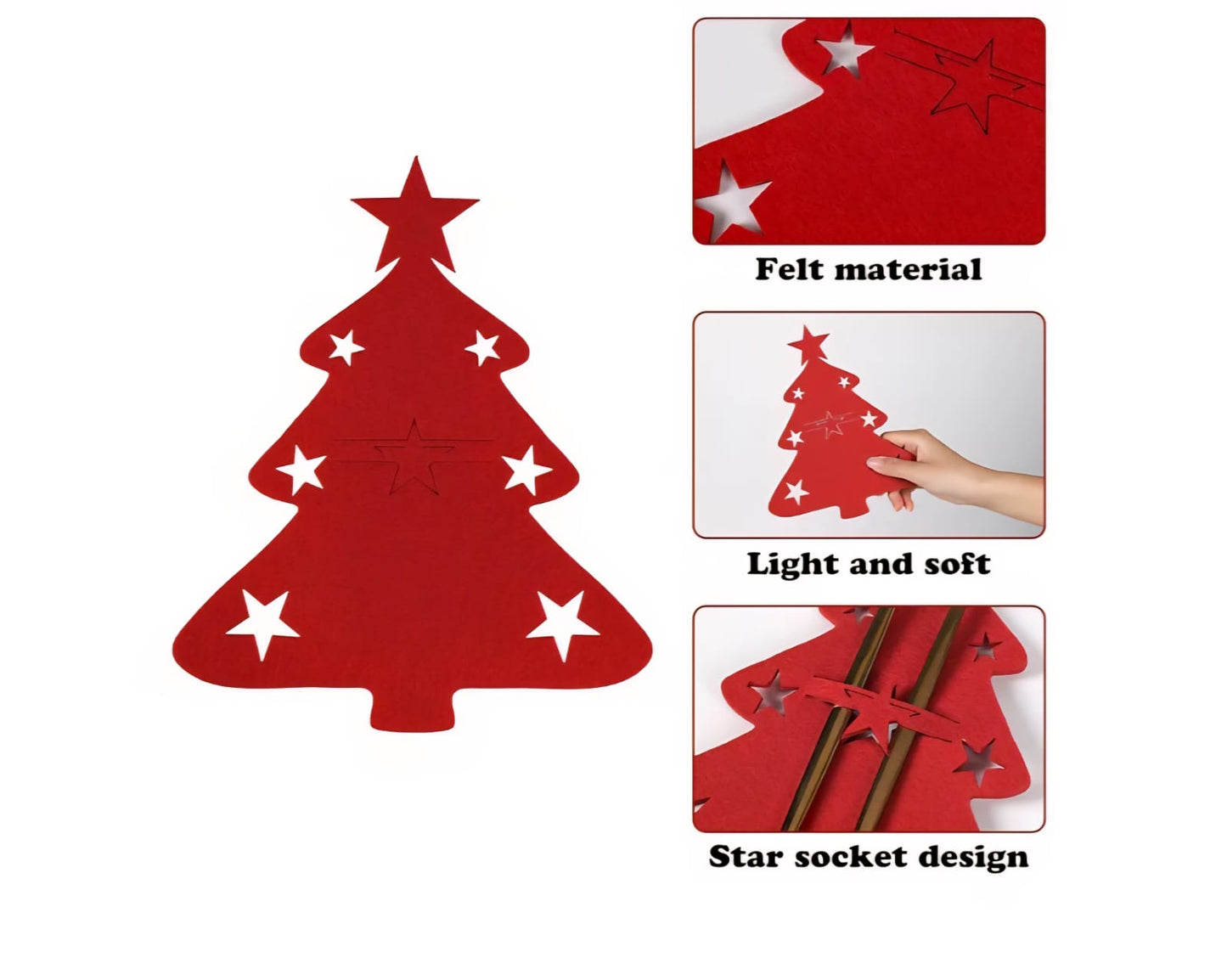 Portacubiertos Navideño en forma de Árbol de Navida (set 12)