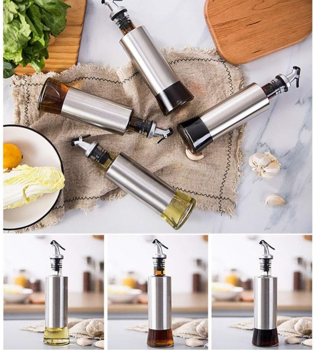 Dispensador de Aceite y Vinagre de Acero Inoxidable