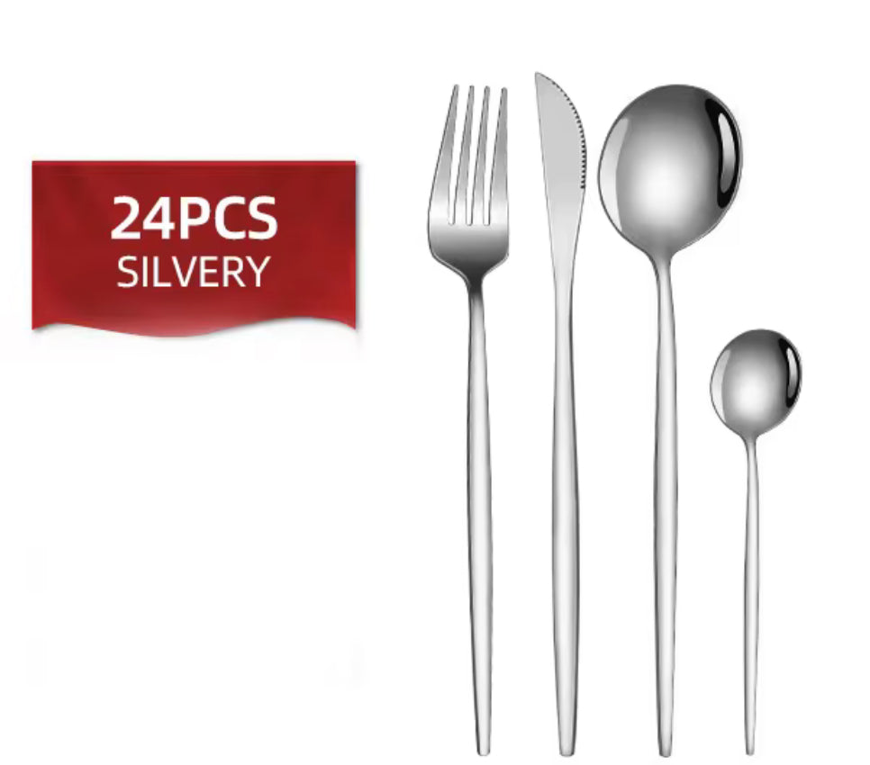 Set de cubiertos de acero inoxidable (24 piezas)