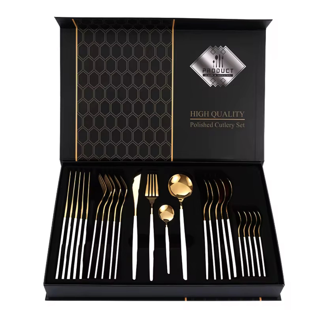 Set cubierto acero inoxidable con caja de regalo deluxe (24 piezas)