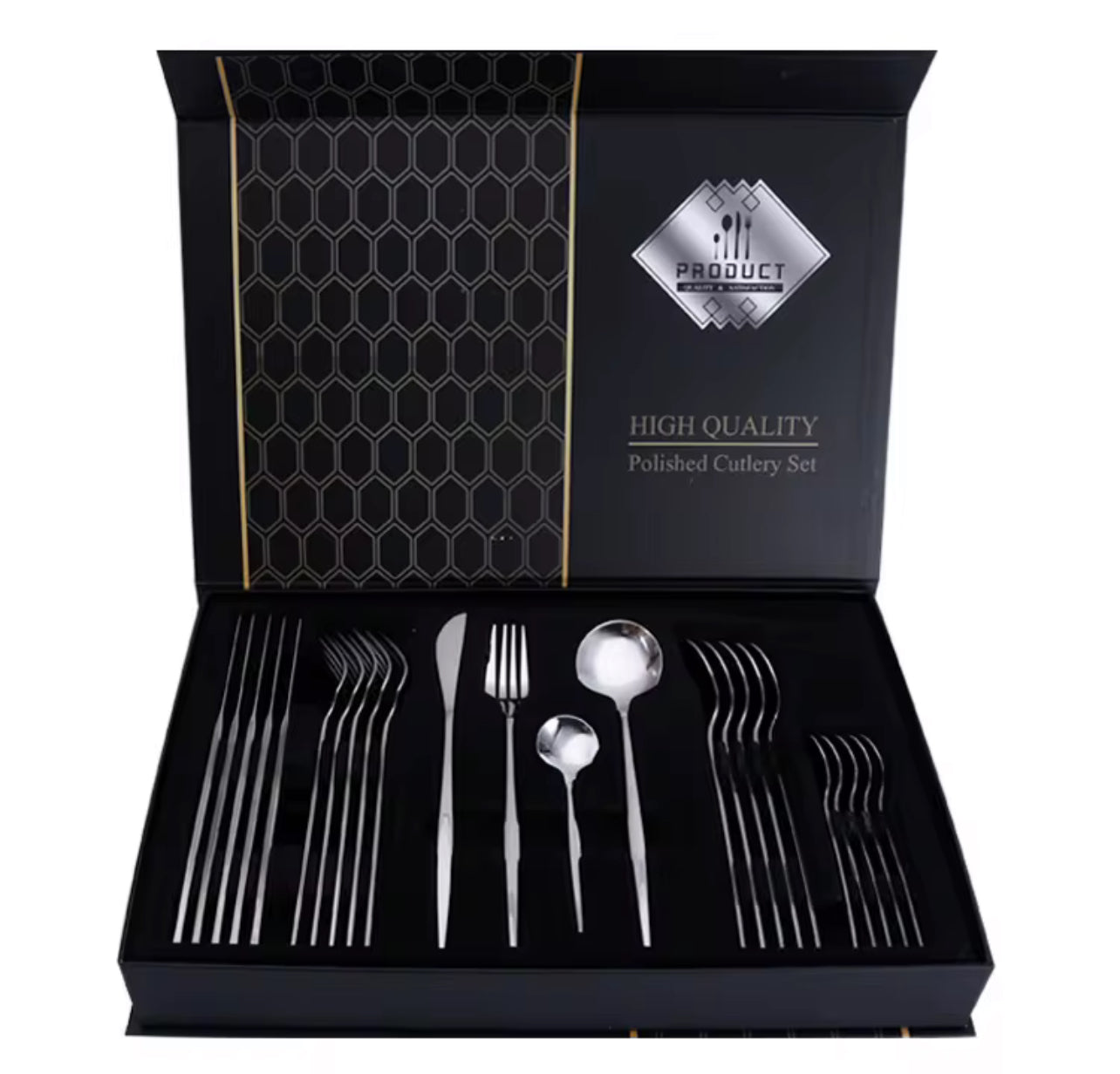 Set cubierto acero inoxidable con caja de regalo deluxe (24 piezas)