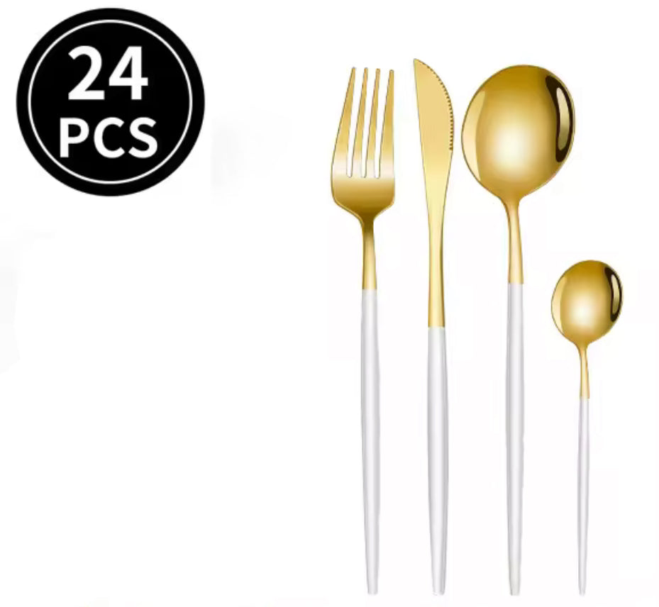 Set de cubiertos de acero inoxidable (24 piezas)