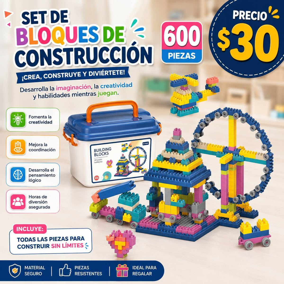 CAJA DE BLOQUES DE LEGO 600 PIEZAS✨