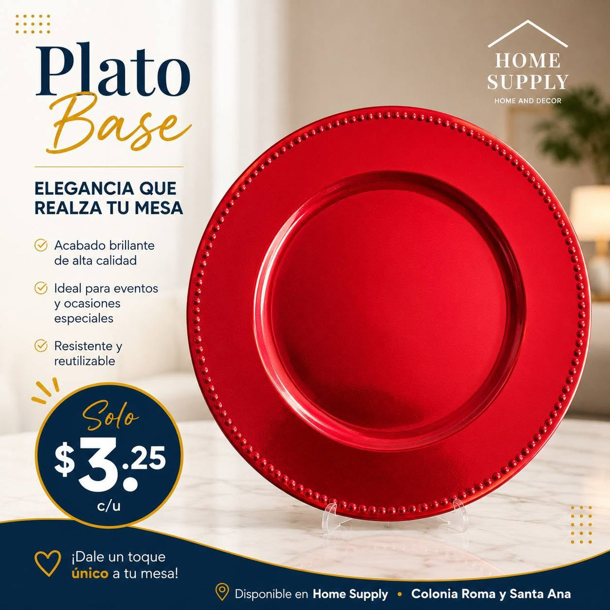 PLATO BASE LISO🍽️✨