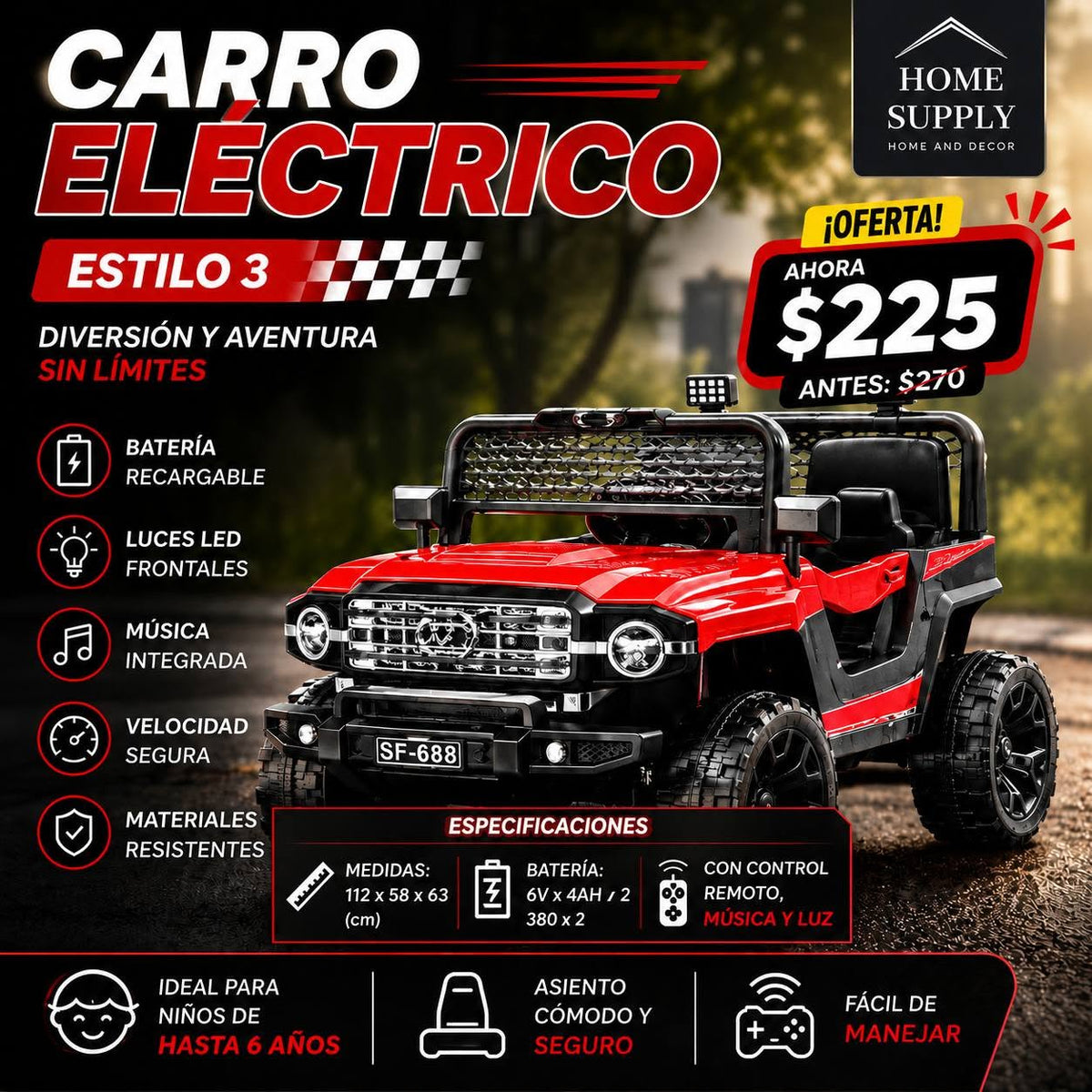 CARRO ELECTRICO ESTILO JEEP⚡🚙