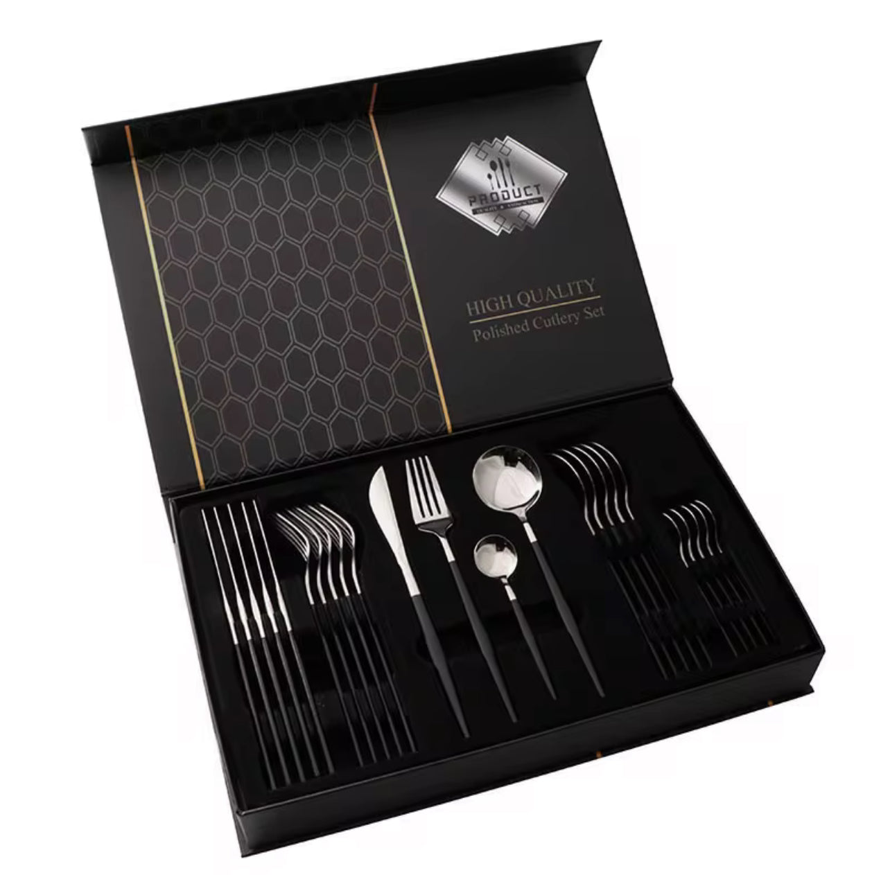 Set cubierto acero inoxidable con caja de regalo deluxe (24 piezas)