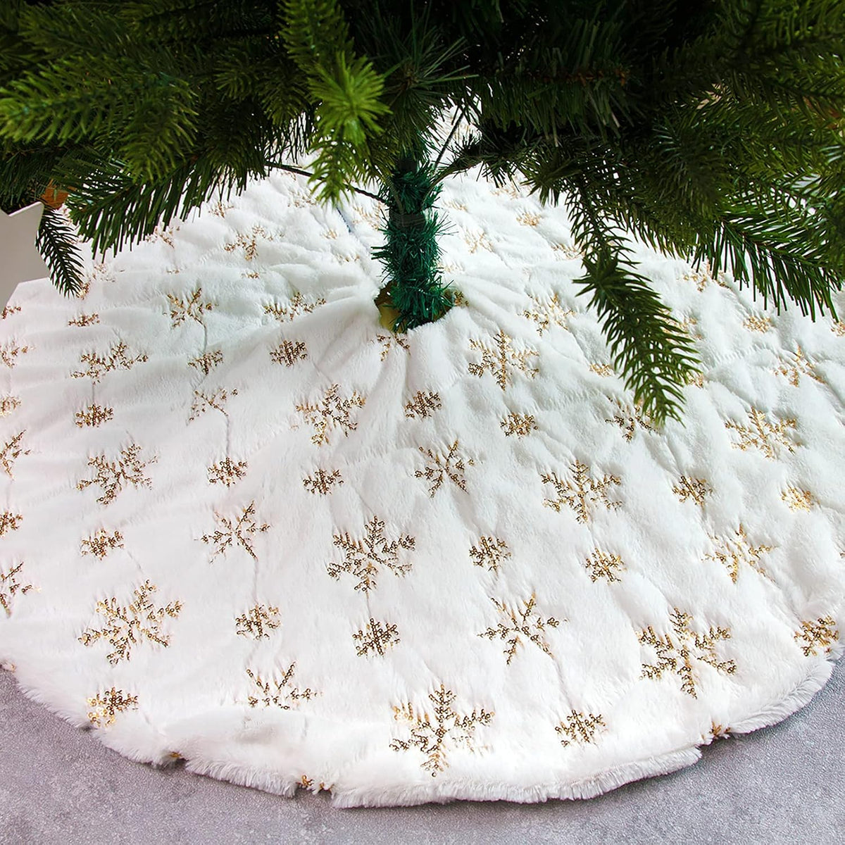 ✨FALDA DE ARBOL BLANCA Y DETALLES DORADOS❄️🤍