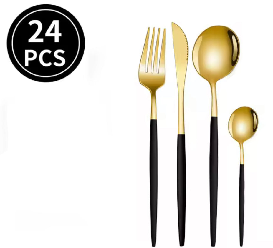 Set de cubiertos de acero inoxidable (24 piezas)