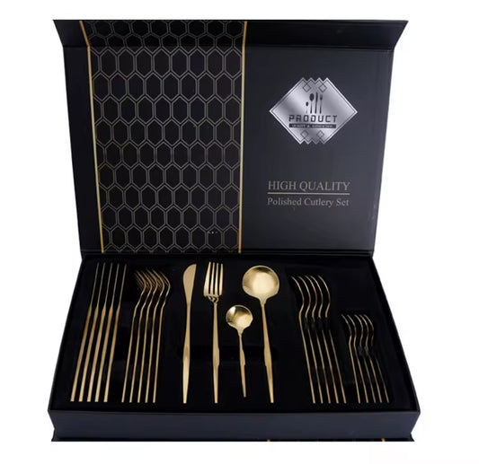 Set cubierto acero inoxidable con caja de regalo deluxe (24 piezas)