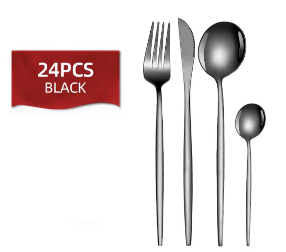 Set de cubiertos de acero inoxidable (24 piezas)