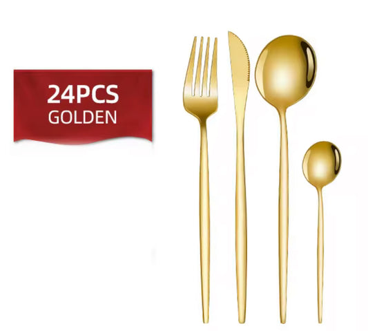 Set de cubiertos de acero inoxidable (24 piezas)
