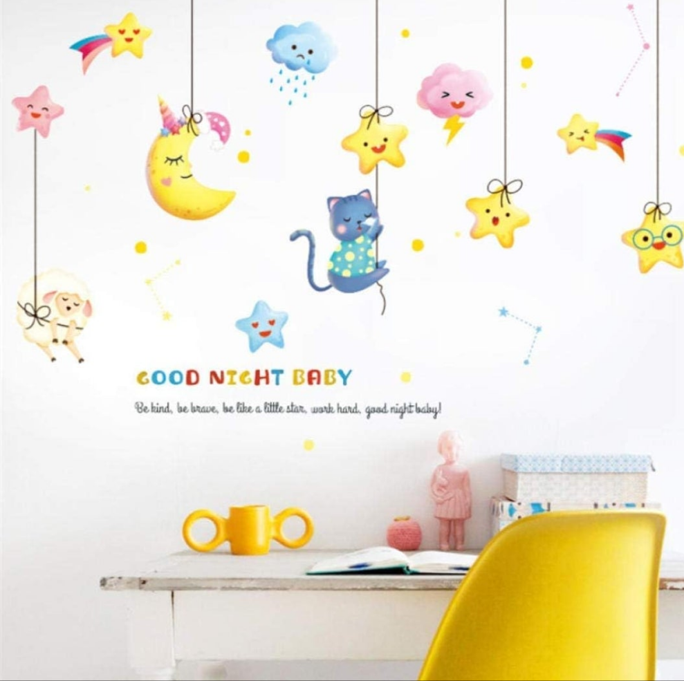 Sticker decorativo infantil de estrellas⭐️🌛