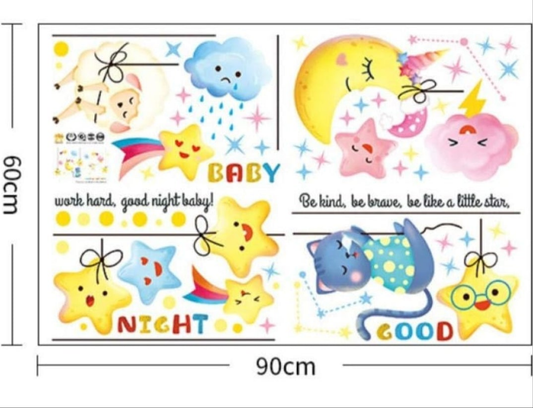 Sticker decorativo infantil de estrellas⭐️🌛
