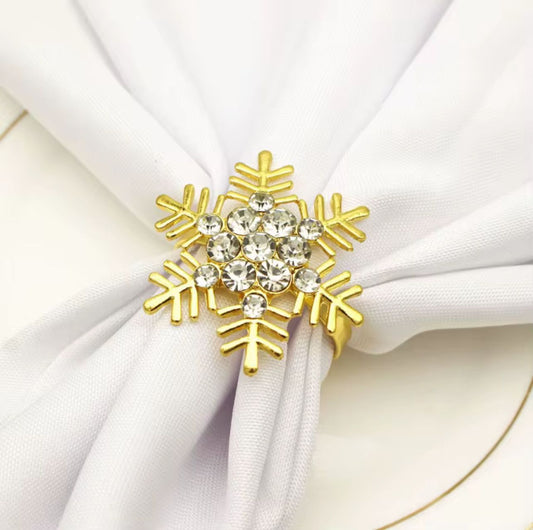 Aros de servilleta de copo de nieve