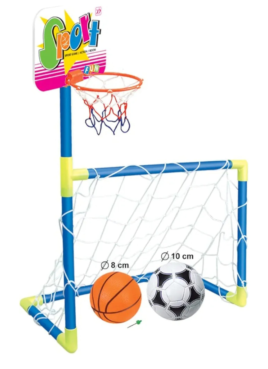 Porteria de fútbol y canasta de basket 2 en 1