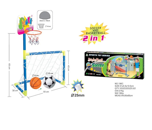 Porteria de fútbol y canasta de basket 2 en 1