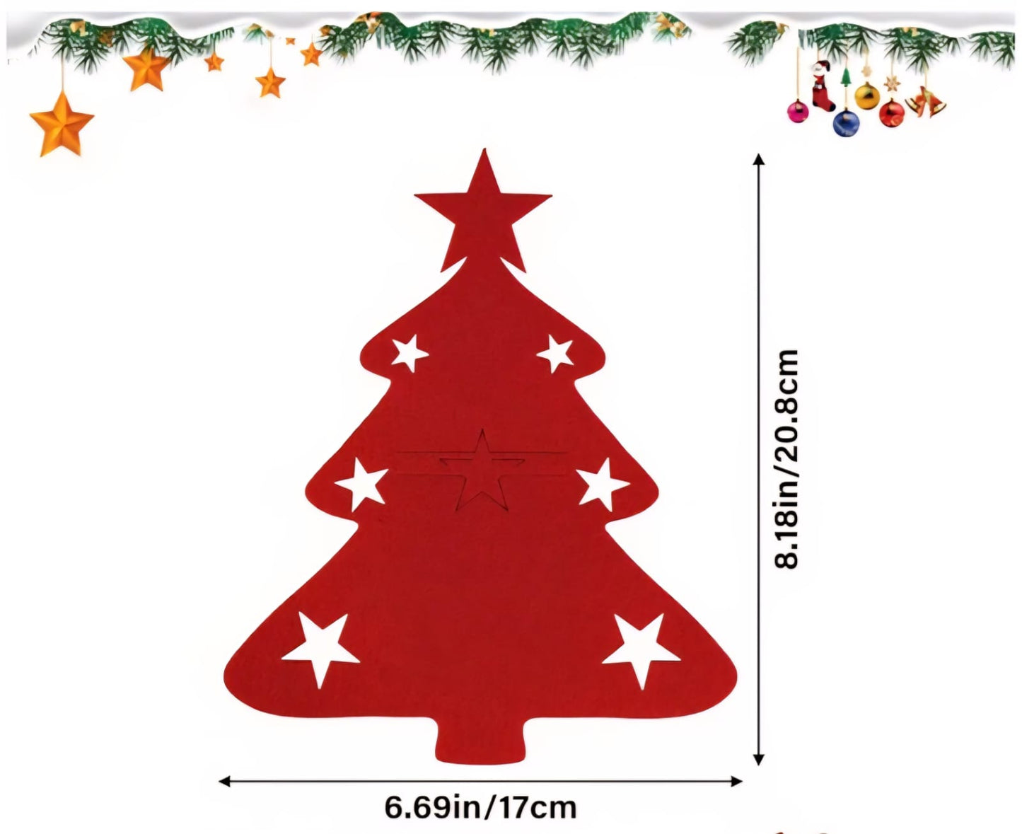 Portacubiertos Navideño en forma de Árbol de Navida (set 12)