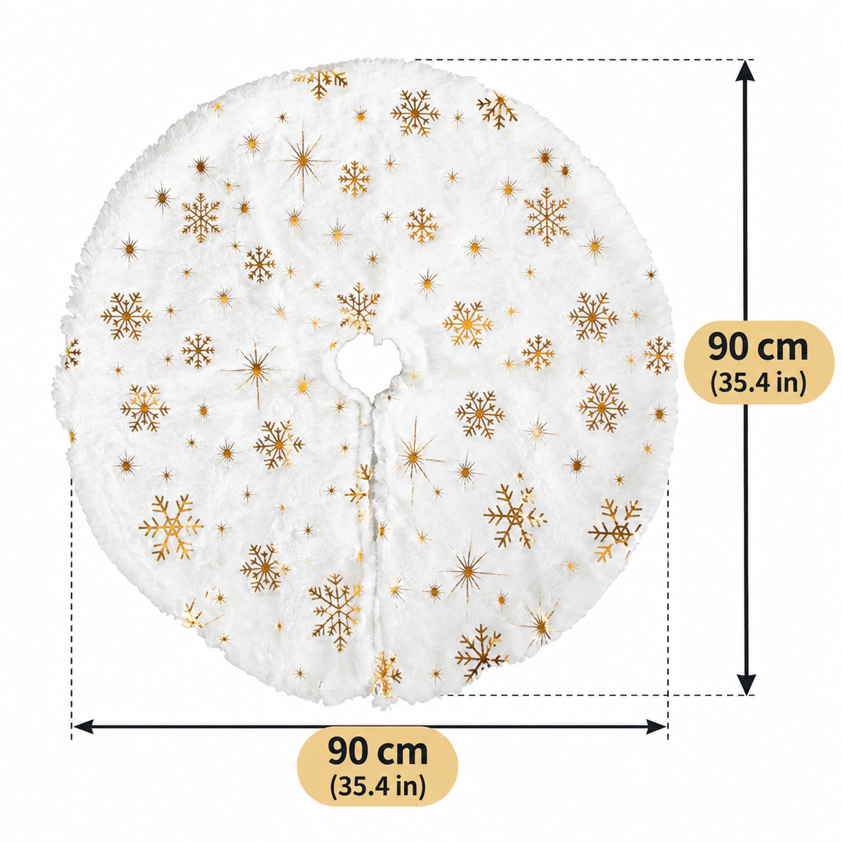 ✨FALDA DE ARBOL BLANCA Y DETALLES DORADOS❄️🤍