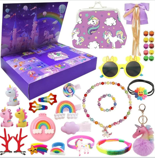 🦄🌈 Calendario de Adviento Infantil – Unicornios y Accesorios de Fantasía 🌈🦄