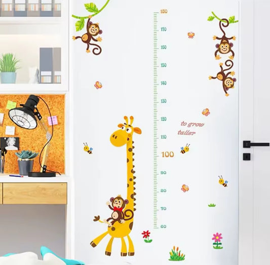 Sticker Infantil de Medidor de Altura – Jirafa y Monitos 🦒🐵