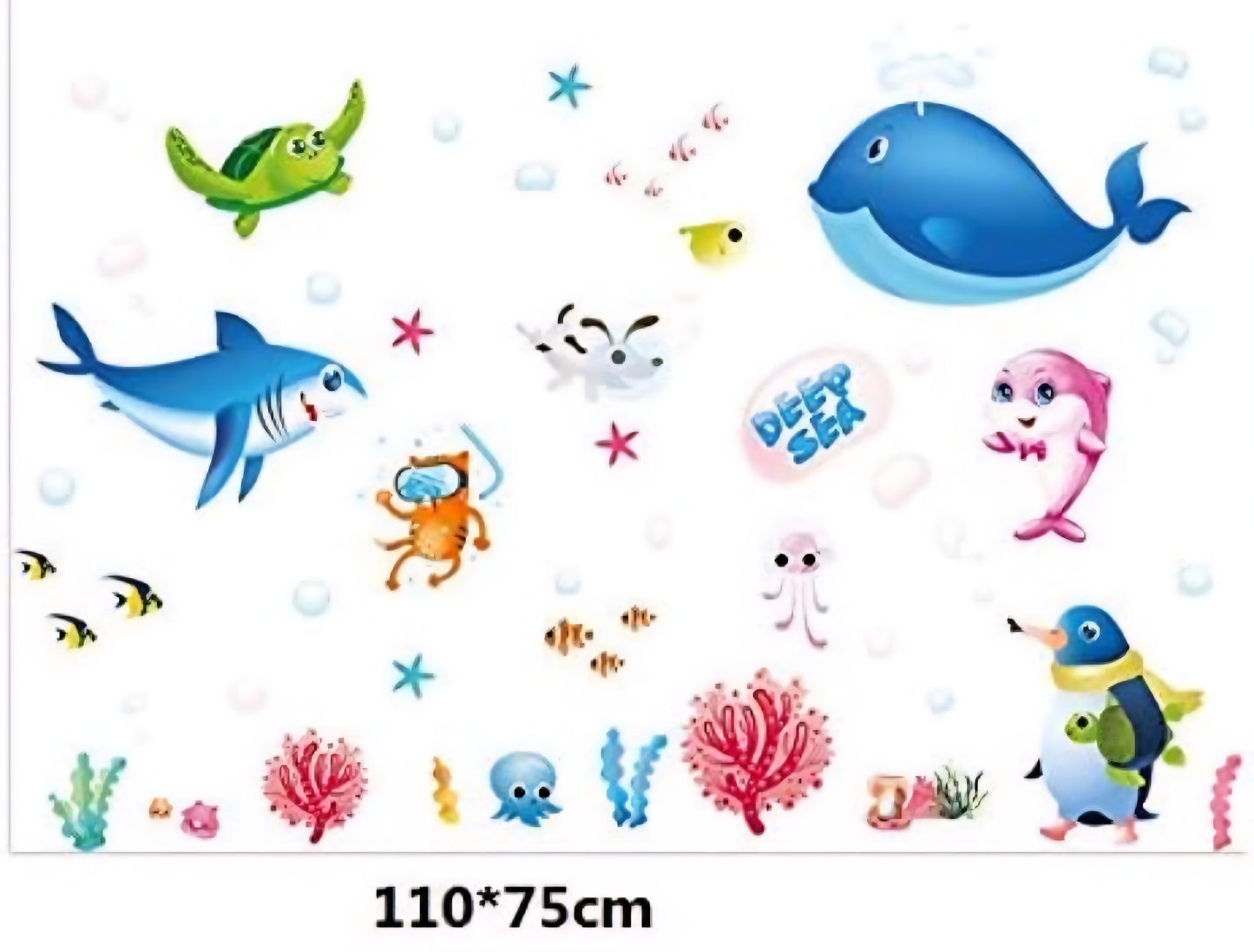 Set de Stickers Decorativos Infantiles – Mundo Marino 🐳🐠🐧