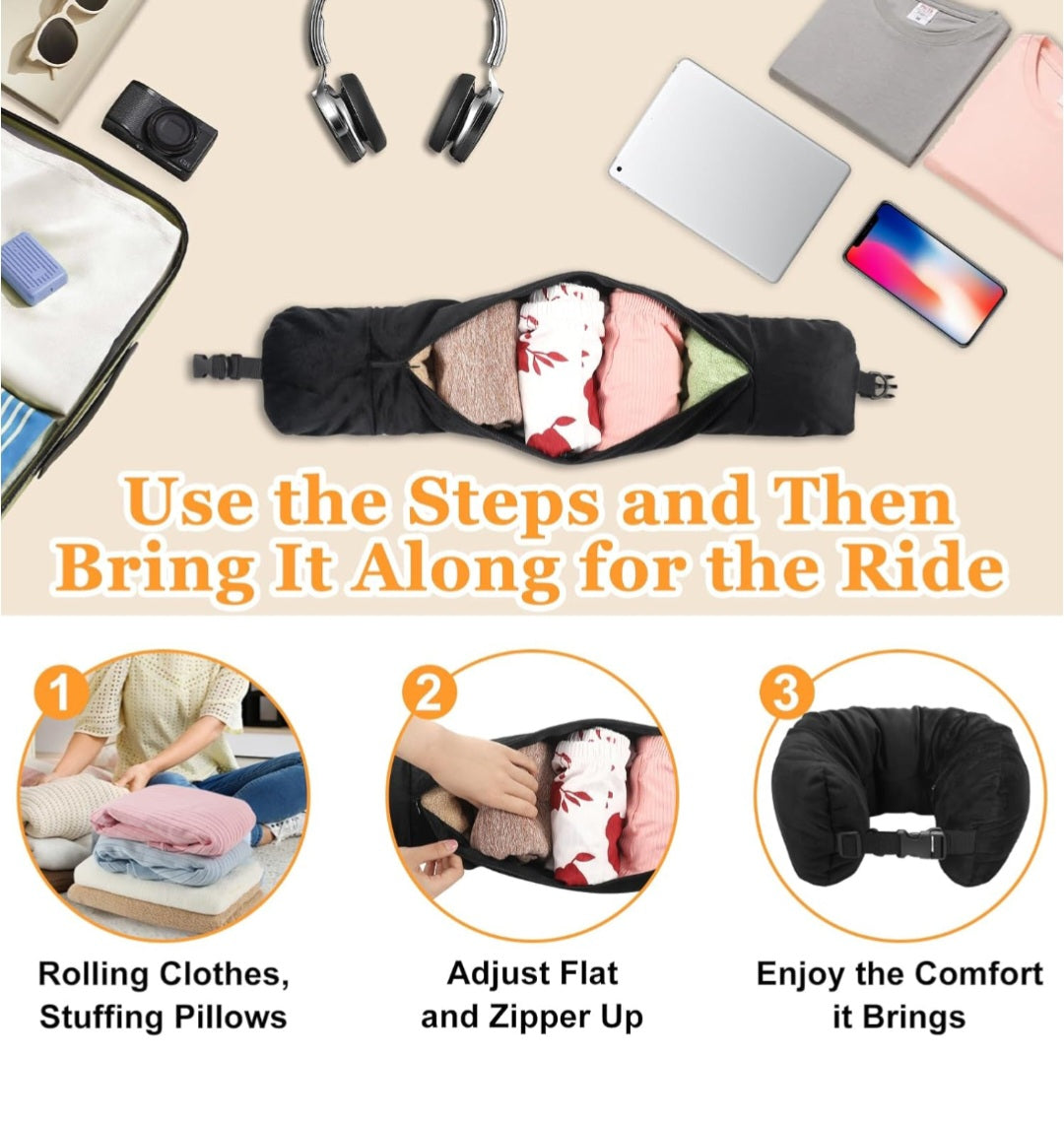 Almohada de Viaje Multifuncional con Espacio de Almacenaje