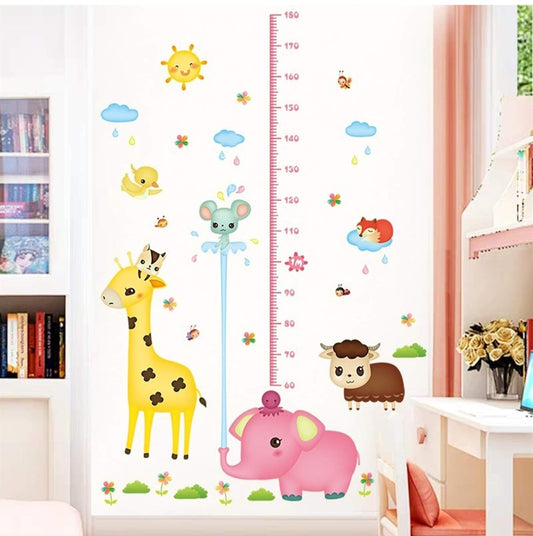 Sticker Infantil de Medidor de Altura – Animales Tiernos 🦒🐘☀️