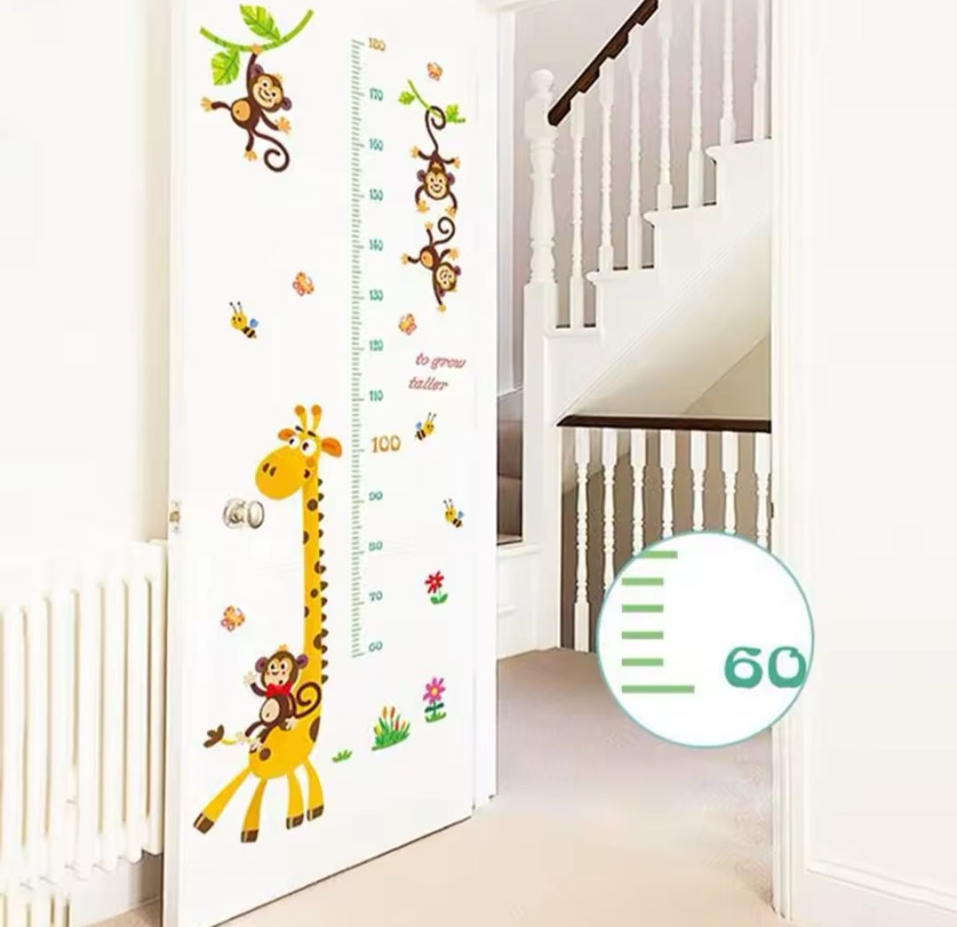 Sticker Infantil de Medidor de Altura – Jirafa y Monitos 🦒🐵