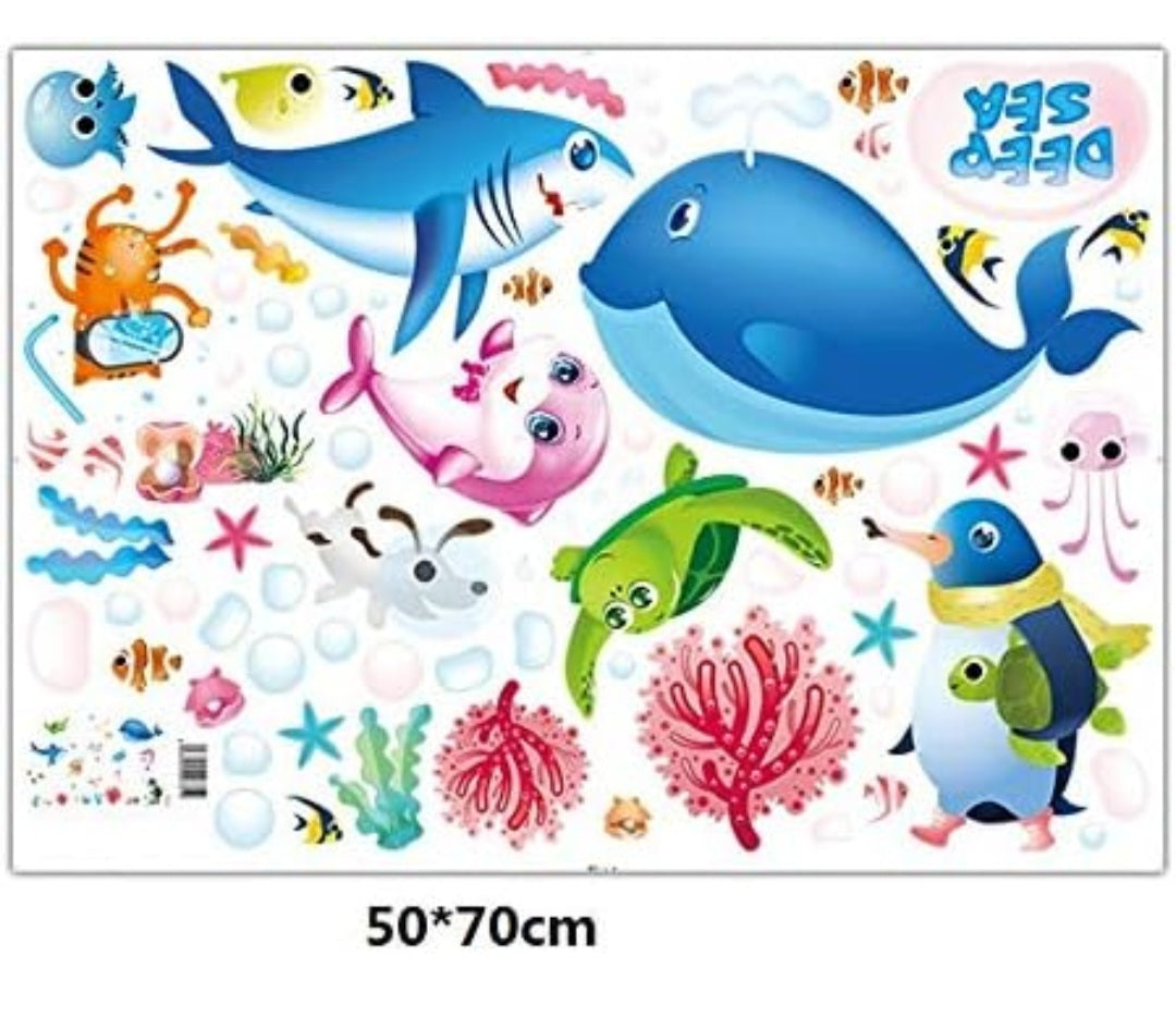 Set de Stickers Decorativos Infantiles – Mundo Marino 🐳🐠🐧