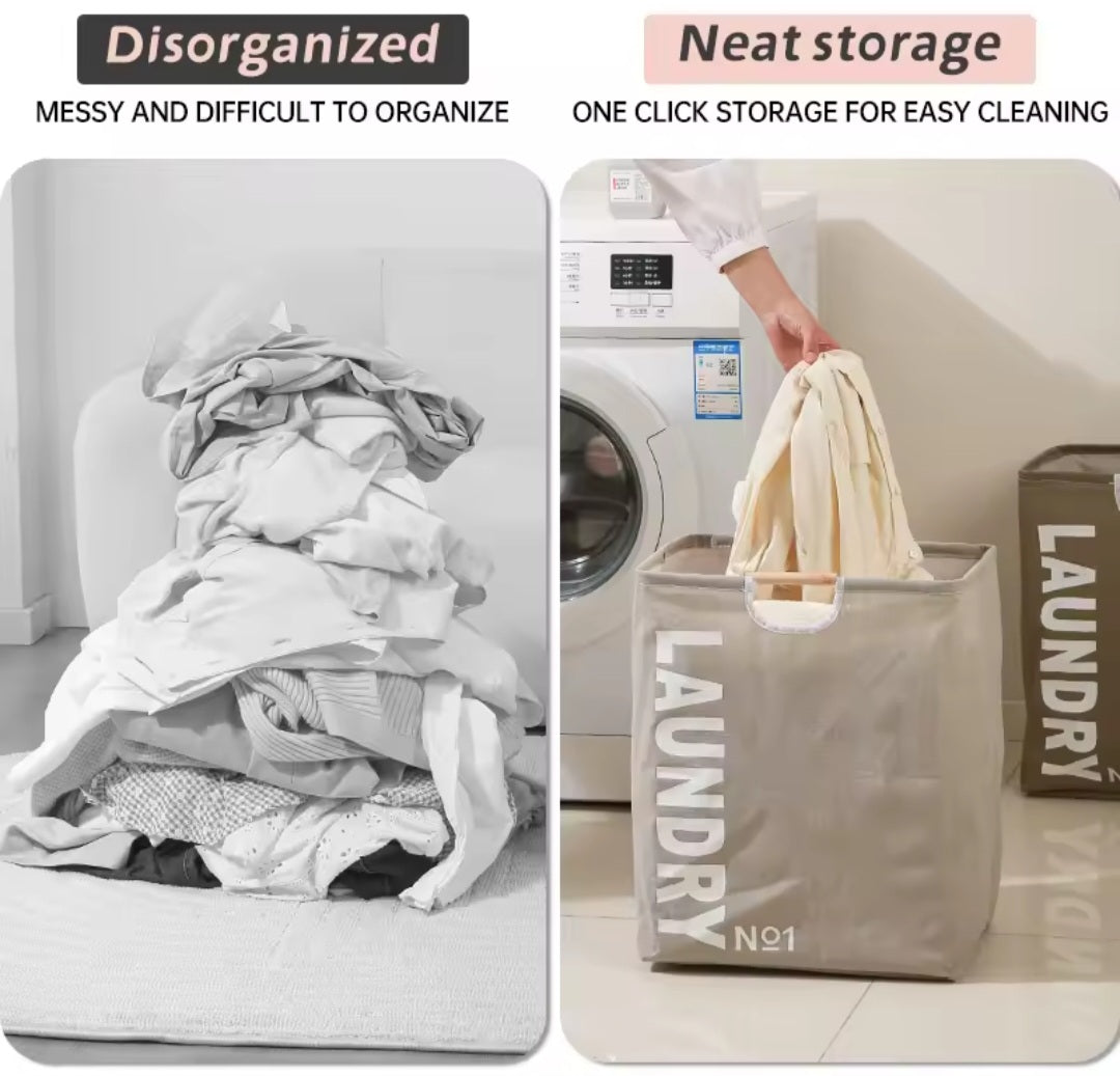 Cesto de Ropa Plegable con Asas de Madera – Laundry Nº1