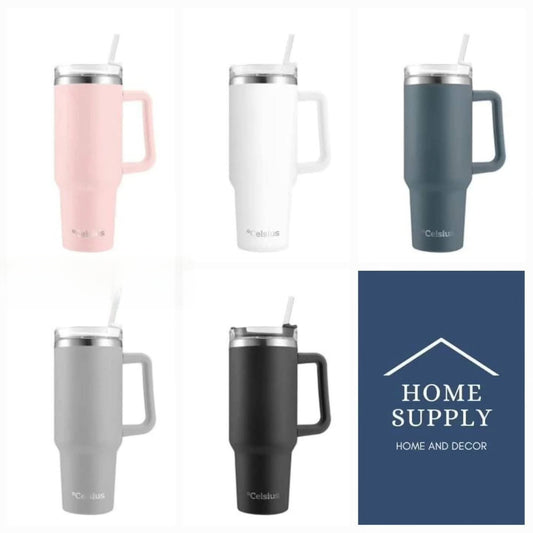 Vaso Térmico Celsius con Asa y Pajilla reutilizable – 40 oz