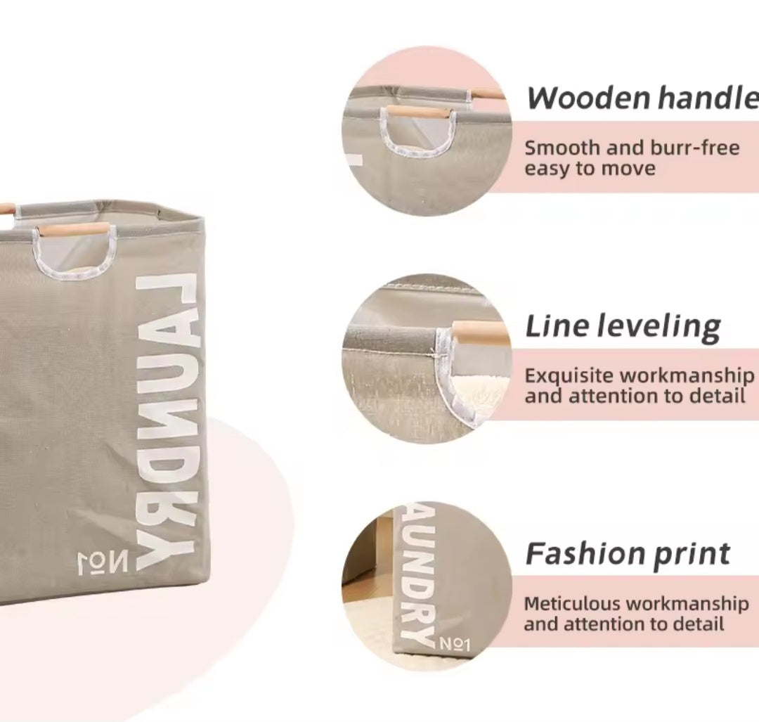 Cesto de Ropa Plegable con Asas de Madera – Laundry Nº1