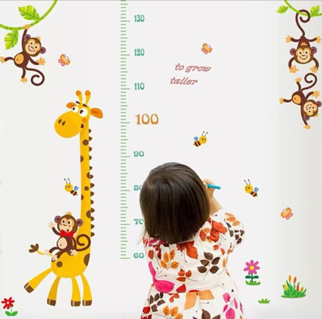 Sticker Infantil de Medidor de Altura – Jirafa y Monitos 🦒🐵