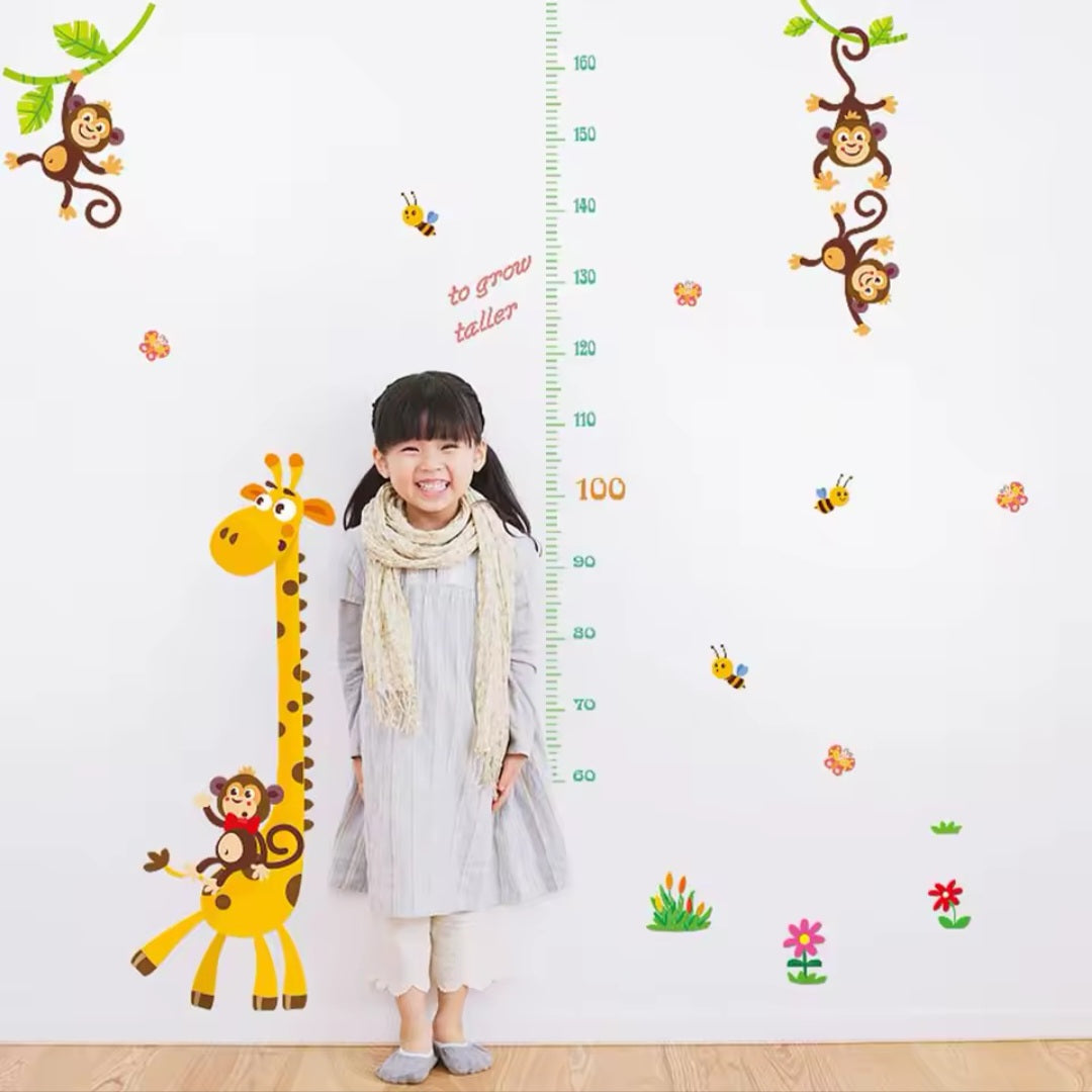 Sticker Infantil de Medidor de Altura – Jirafa y Monitos 🦒🐵