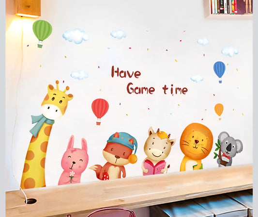 Sticker Decorativo Infantil – Animales con Globos 🎈🦒🐰🦊🦁🐨