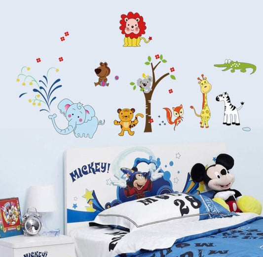 Sticker Decorativo Infantil – Selva Divertida 🐯🦁🐘🦒